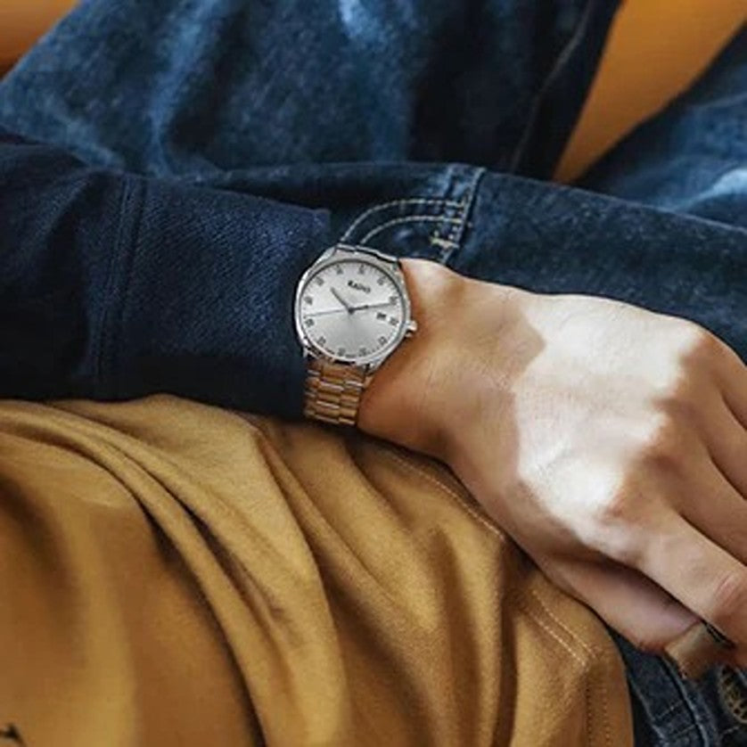 RADO Men’s Formal Stainless Steel Watch – Premium Analog Wristwatch with Chain | Elegant & Durable Watch for Men