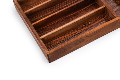 Wood Utensil Holder & Flatware Organizer Tray | Premium Wooden Cutlery Rest for Kitchen & Dining | Best Wooden Cutlery Organizer Tray