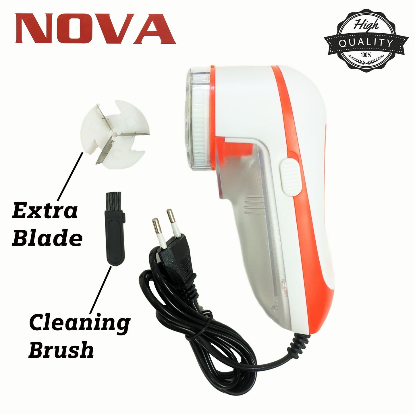 New NOVA NLR-208 Electric Fabric Lint Remover – Rechargeable, High-Speed Rotary Blades