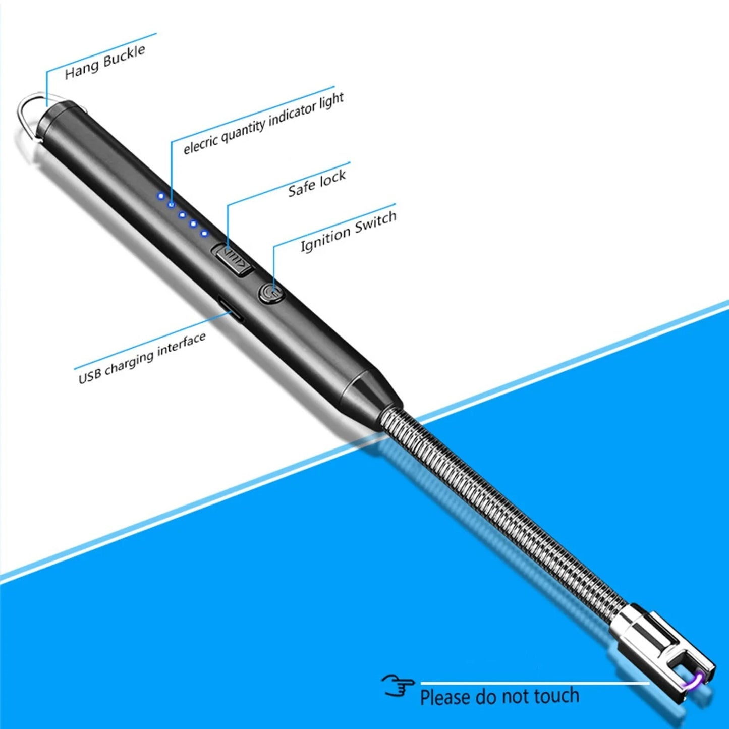 360° Outdoor USB Rechargeable Kitchen Lighter | Windproof Electronic Arc Lighter with Flexible Neck, Safety Lock & Eco-Friendly Design