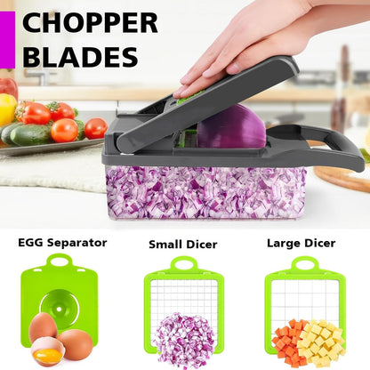 16-in-1 Premium Multifunction Vegetable Cutter & Slicer  High-Precision Mandoline with Interchangeable Stainless Steel Blades