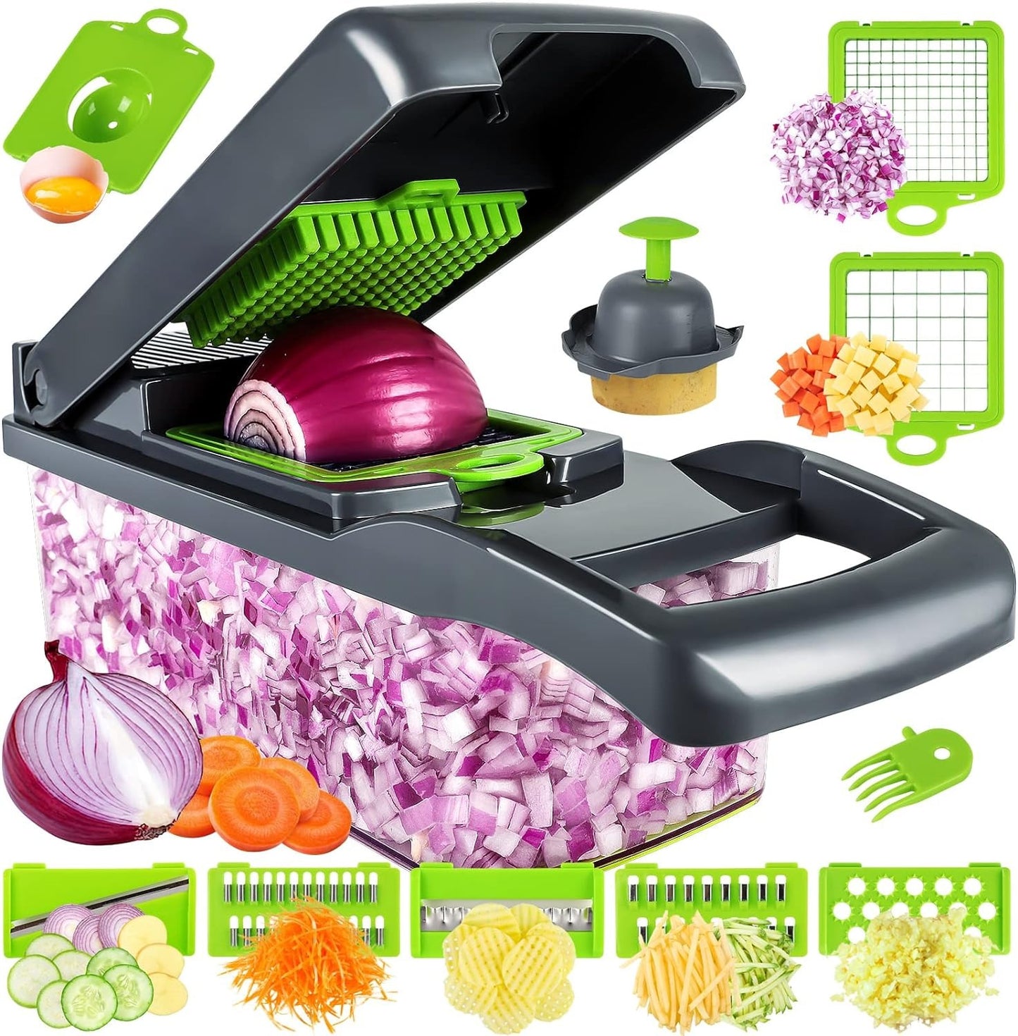 16-in-1 Premium Multifunction Vegetable Cutter & Slicer  High-Precision Mandoline with Interchangeable Stainless Steel Blades