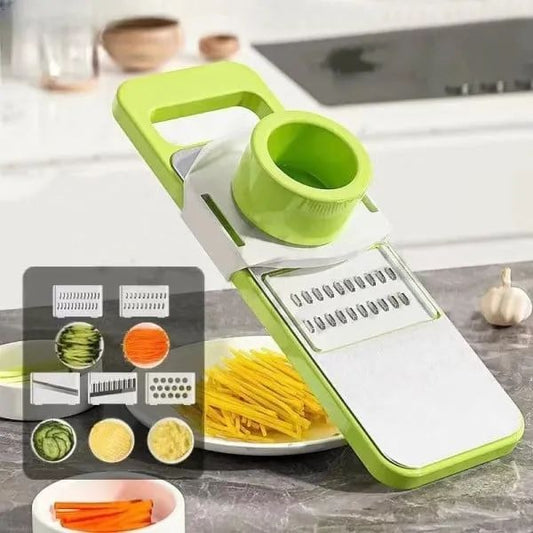 5-in-1 Multi-Functional Vegetable Slicer & Grater | Adjustable Mandoline Cutter with Interchangeable Blades for Effortless Fruit & Vegetable Prep