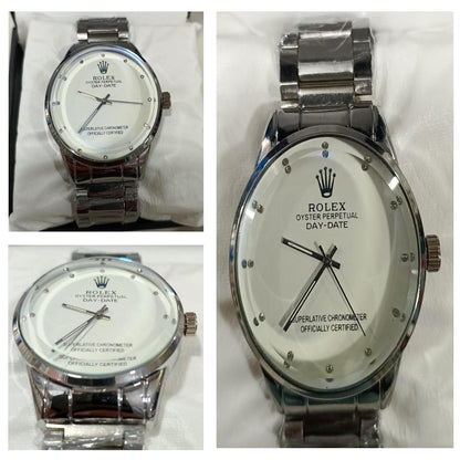 Rolex Men’s Formal Quartz Watch – Premium Stainless Steel Wristwatch with Chain | Elegant & Durable Watch for Men